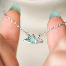 Load image into Gallery viewer, Gradient Mountain Necklace held up for a close-up shot.