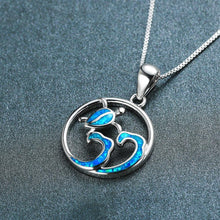 Load image into Gallery viewer, Opal Sea Turtle Wave Necklace