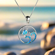 Load image into Gallery viewer, Opal Sea Turtle Wave Necklace