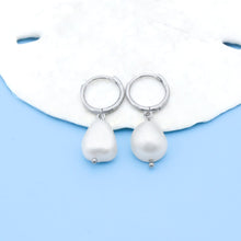 Load image into Gallery viewer, Sterling Silver Pearl Huggies - GoBeachy