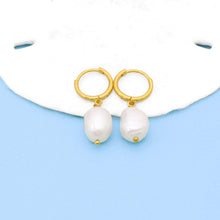 Load image into Gallery viewer, Sterling Silver Pearl Huggies - GoBeachy