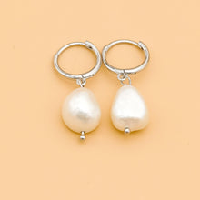 Load image into Gallery viewer, Sterling Silver Pearl Huggies - GoBeachy