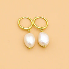 Load image into Gallery viewer, Sterling Silver Pearl Huggies - GoBeachy