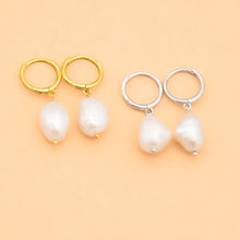 Load image into Gallery viewer, Sterling Silver Pearl Huggies - GoBeachy