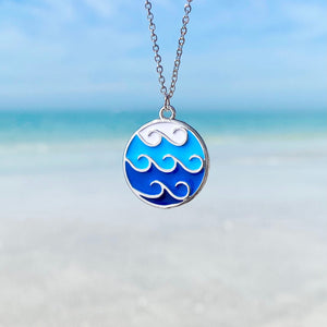 Enamel Trio Wave Necklace