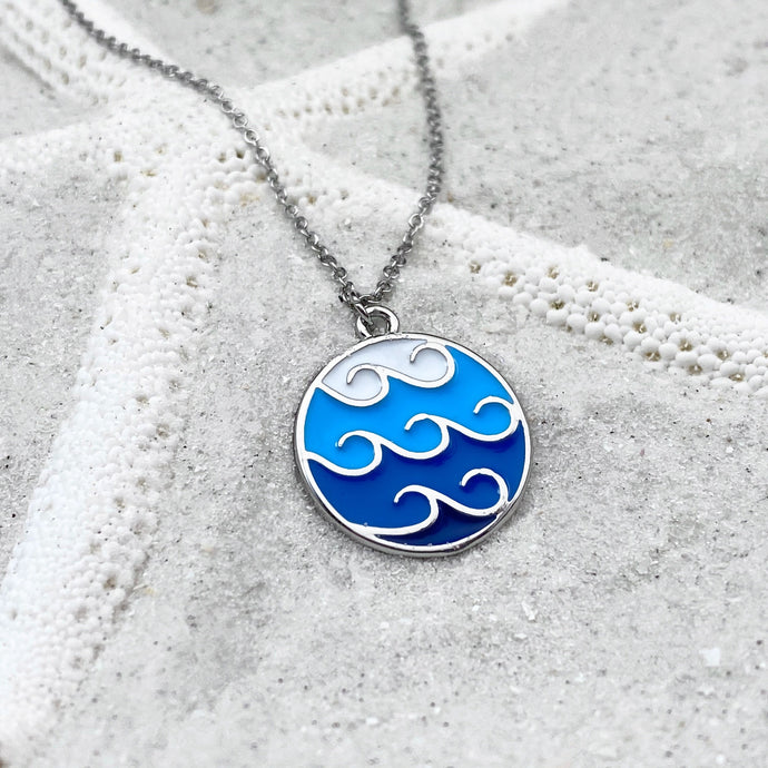 Enamel Trio Wave Necklace