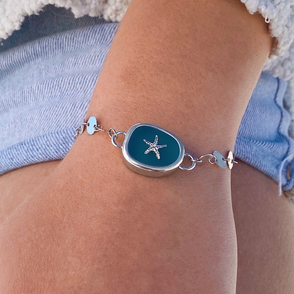 Starfish on Sea Glass Bracelet
