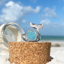 Load image into Gallery viewer, Sea Glass Whale Tail Ring