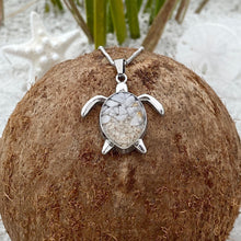 Load image into Gallery viewer, White Turquoise Sand Sea Turtle Necklace