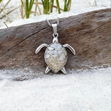 Load image into Gallery viewer, White Turquoise Sand Sea Turtle Necklace