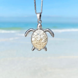 White Turquoise Sand Sea Turtle Necklace