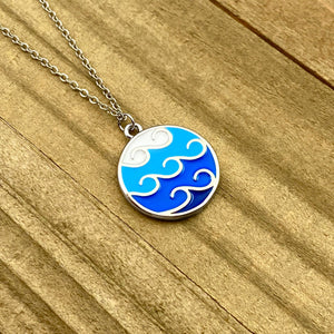 Enamel Trio Wave Necklace