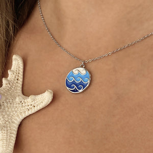 Enamel Trio Wave Necklace