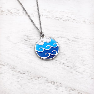 Enamel Trio Wave Necklace