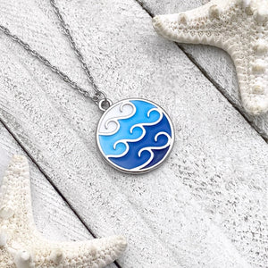 Enamel Trio Wave Necklace