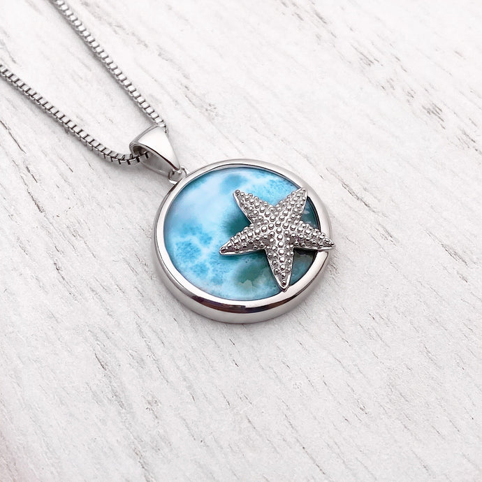 Larimar Starfish Circle Necklace