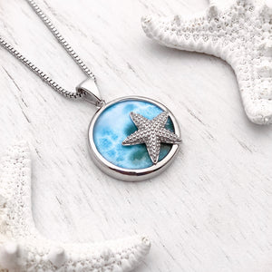 Larimar Starfish Circle Necklace
