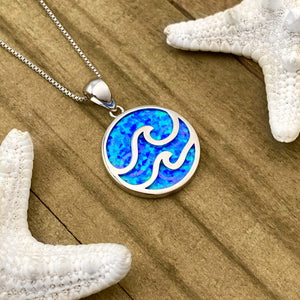 Opal Wave Circle Necklace