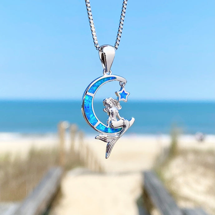 Opal Moon Mermaid Necklace