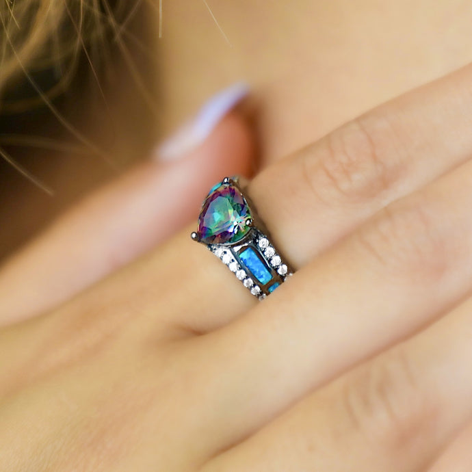 Opal Ocean Heart Ring