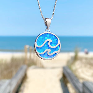 Opal Wave Circle Necklace