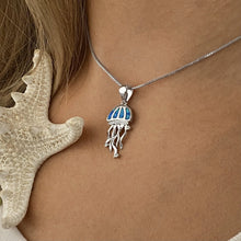 Load image into Gallery viewer, The Opal Don&#39;t Be Jelly Necklace is being worn around a woman&#39;s neck in a close-up shot.