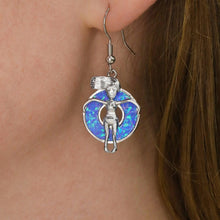Load image into Gallery viewer, Opal Floatie Girl Earring displayed while being worn, captured in a close-up shot.