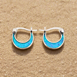 Opal Ocean Moon Hoop Earrings