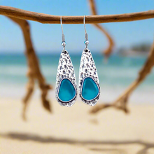 Load image into Gallery viewer, Rustic Sea Glass Drop Earrings