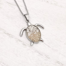 Load image into Gallery viewer, White Turquoise Sand Sea Turtle Necklace