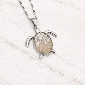 White Turquoise Sand Sea Turtle Necklace