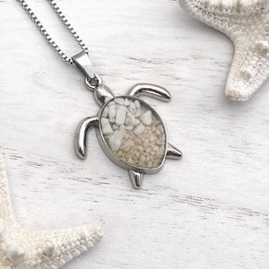 White Turquoise Sand Sea Turtle Necklace