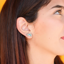 Load image into Gallery viewer, Sand Crab Studs displayed on a woman&#39;s ear.