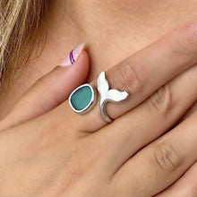 Load image into Gallery viewer, Sea Glass Whale Tail Ring