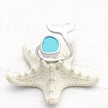 Load image into Gallery viewer, Sea Glass Whale Tail Ring