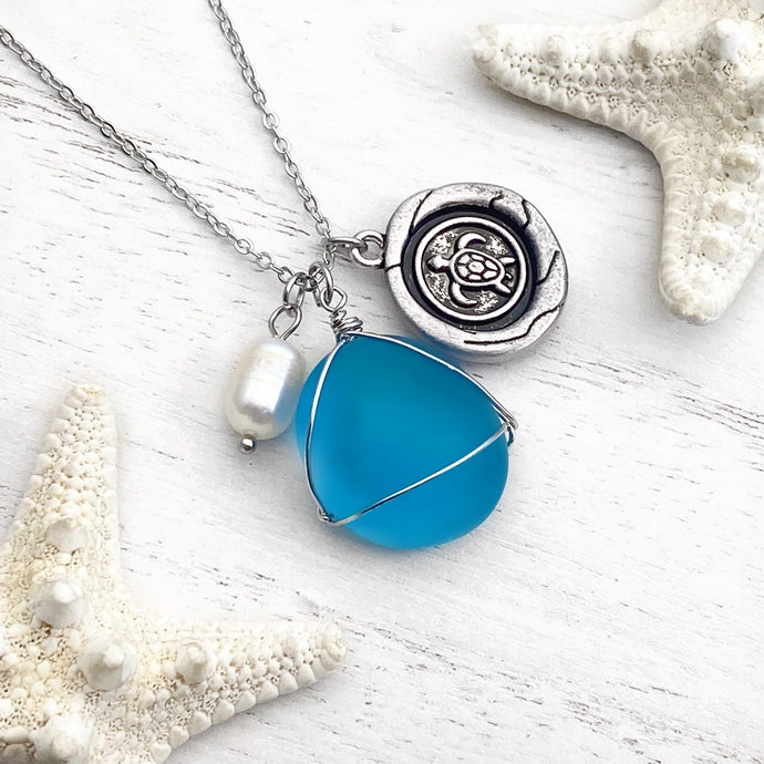 Sea Turtle Wax Seal Charm Necklace