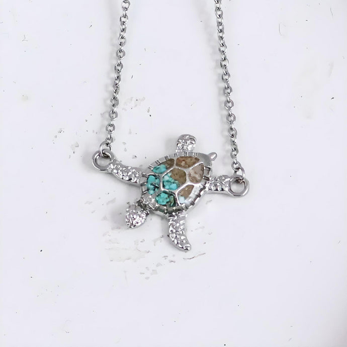 Turquoise Pebble Sea Turtle Necklace