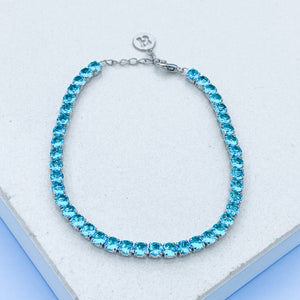 Ocean Blue Zircon Tennis Bracelet