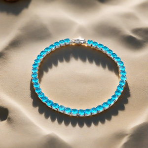 Ocean Blue Zircon Tennis Bracelet