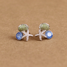 Load image into Gallery viewer, Starfish Shell Studs - Blue