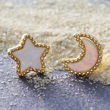 Load image into Gallery viewer, Opal Starry Night Studs placed on sandy grains.