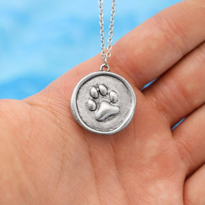 Beach Paw Print Coin Necklace - GoBeachy