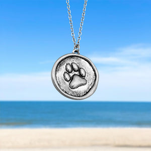 Beach Paw Print Coin Necklace - GoBeachy