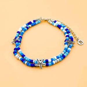 Blue Starfish Bead Anklet - GoBeachy