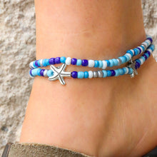Load image into Gallery viewer, Blue Starfish Bead Anklet - GoBeachy