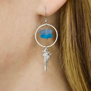 Conch Sea Glass Earrings - GoBeachy