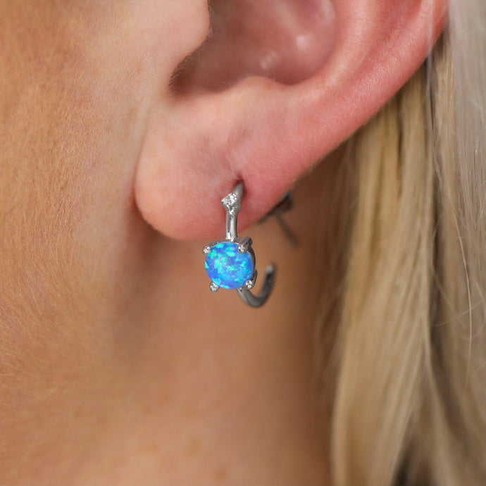 Floating Opal Hoop Earrings - GoBeachy
