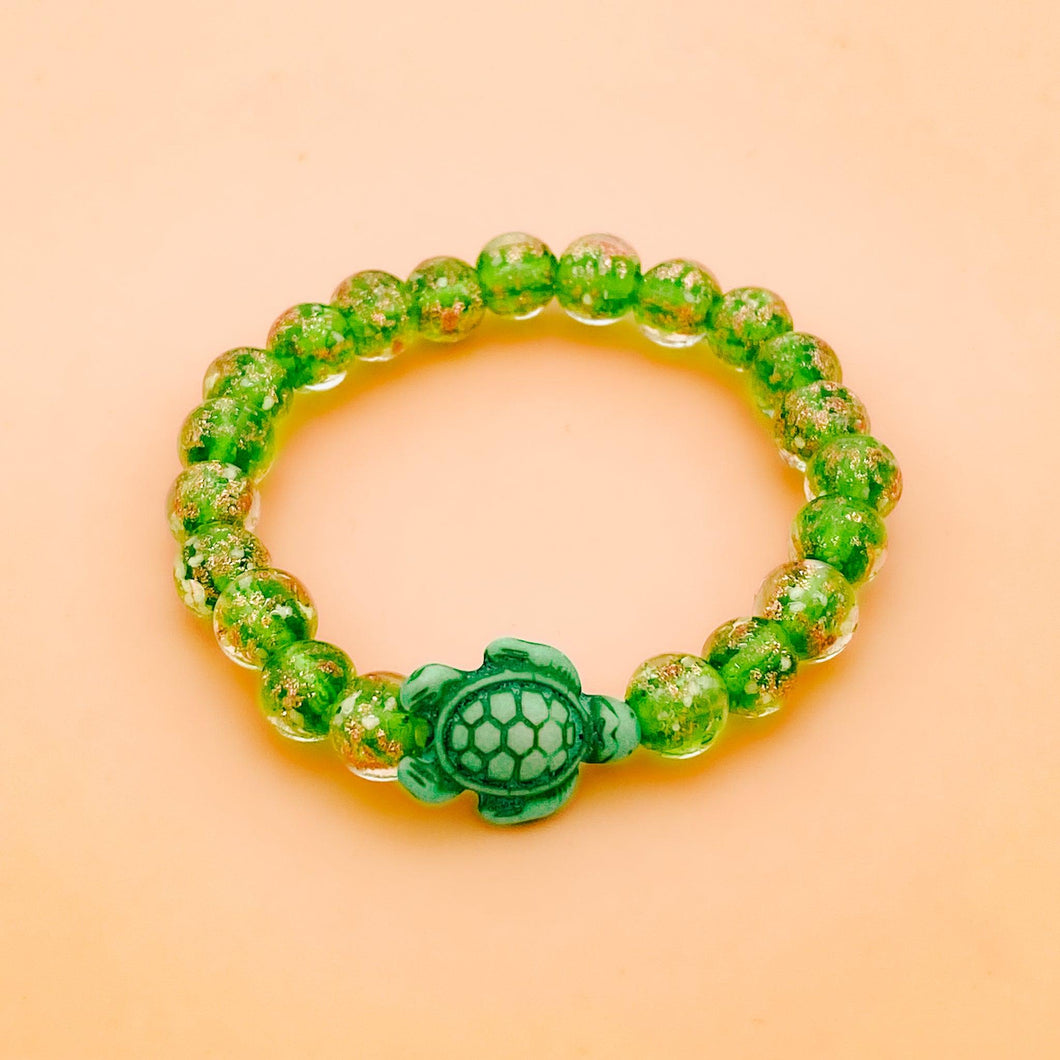 Glowing Glass Bead Sea Turtle Bracelet - GoBeachy