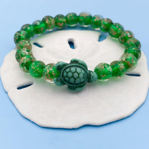 Glowing Glass Bead Sea Turtle Bracelet - GoBeachy