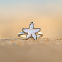 Load image into Gallery viewer, Mother of Pearl Starfish Ring - GoBeachy